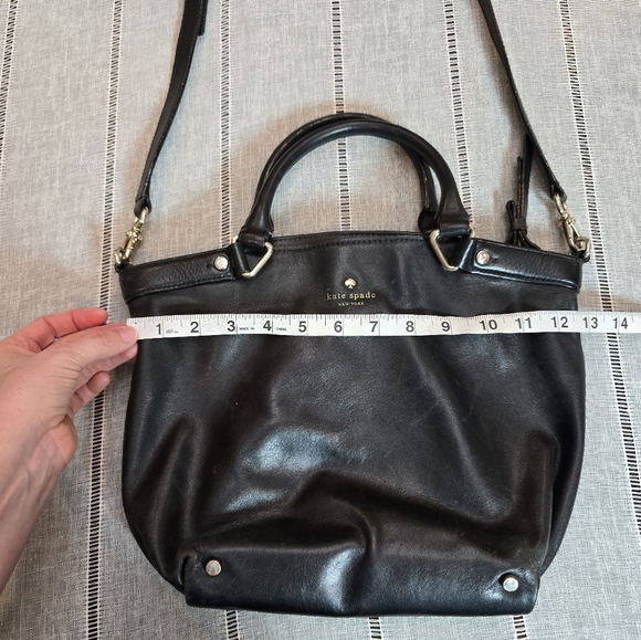 KATE SPADE Hamilton Heights Canteen Black Leather Satchel Cross Body Bag - Picture 5 of 16